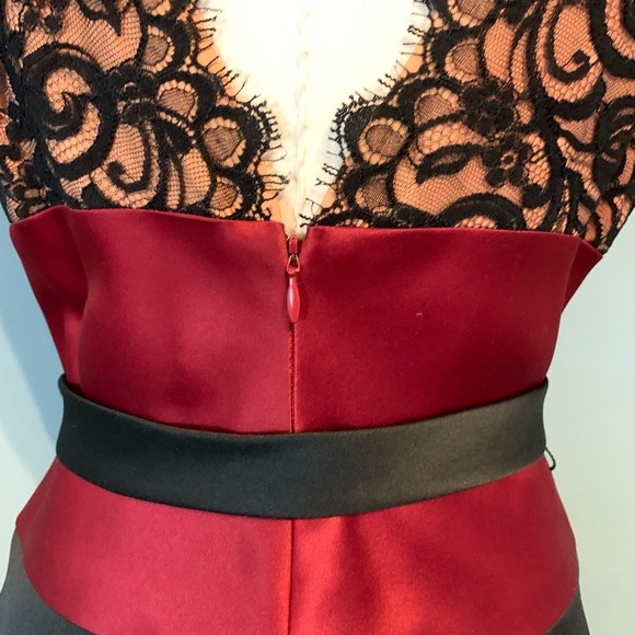 Vintage Laundry by Shelli Segal  black and red satin Cocktail Dress size 10 - Picture 7 of 13